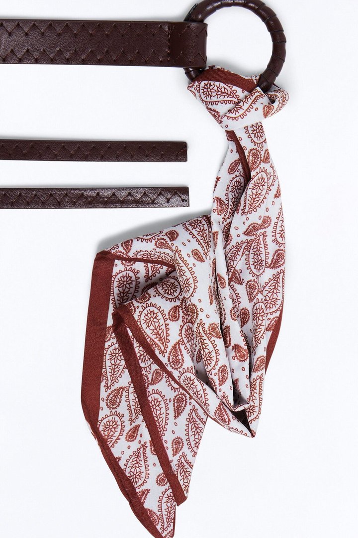 Wendy Faux Leather Tie Belt - Brown/combo