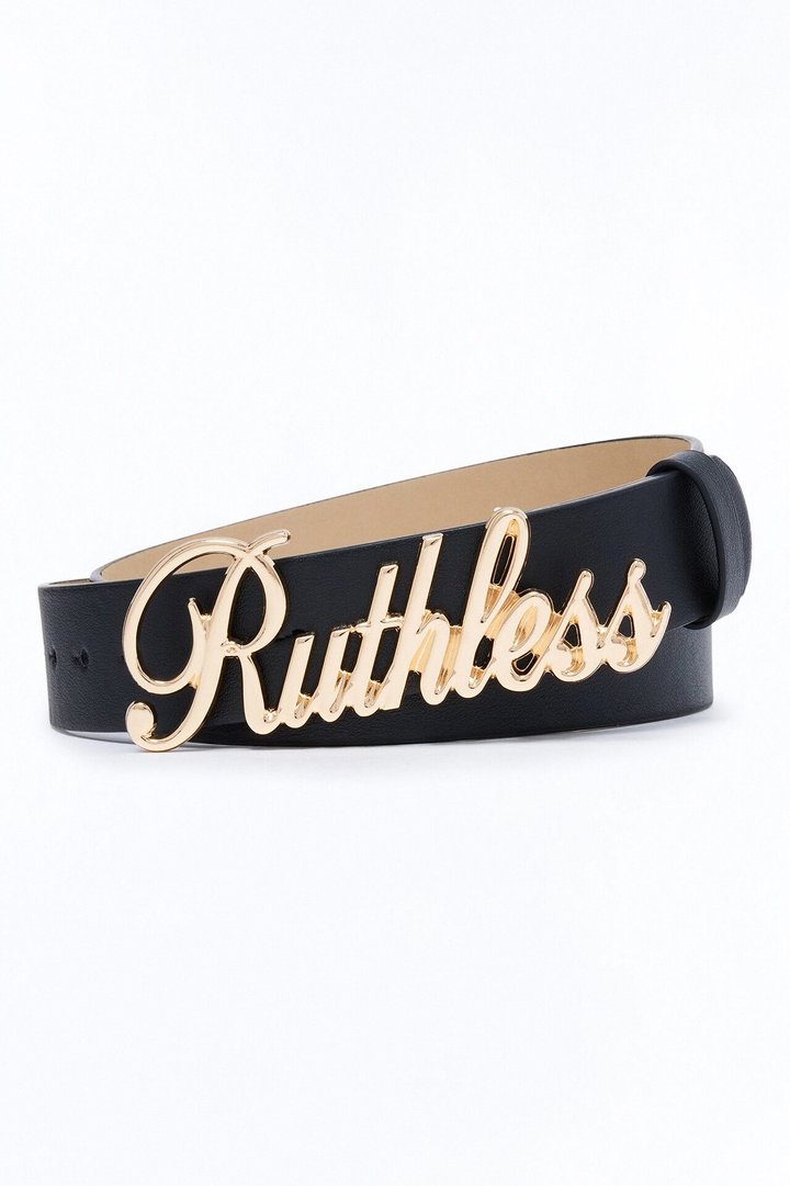 Ruthless Script Buckle Belt - Black/Gold