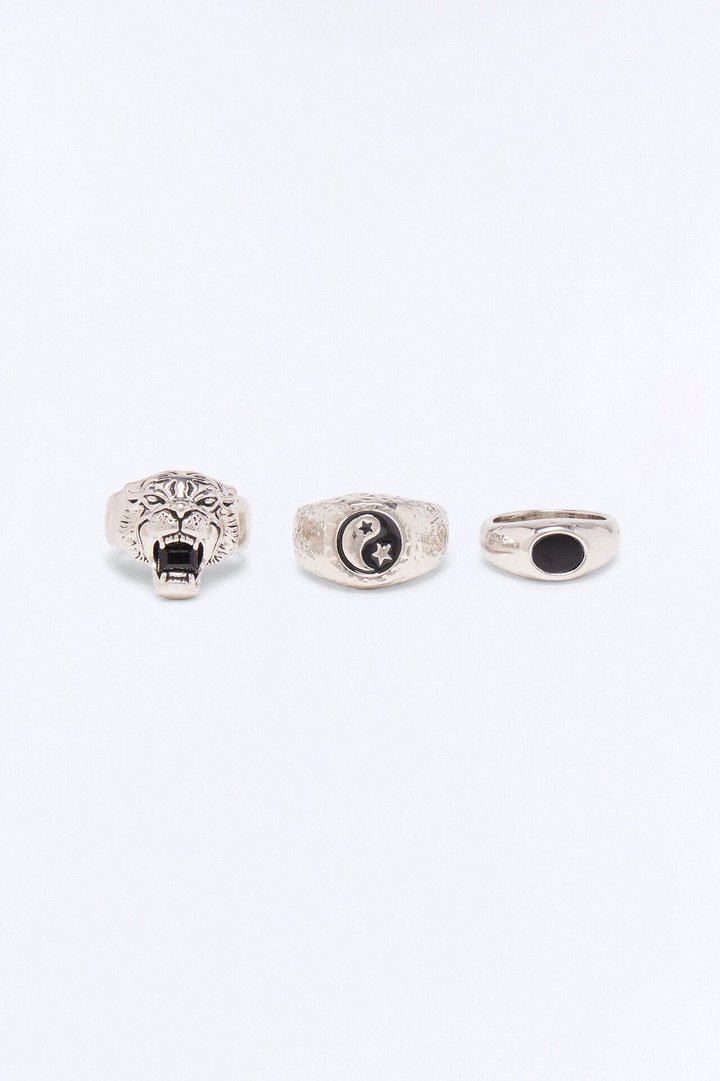 Shadow Beast Multi Size Ring Set - Silver