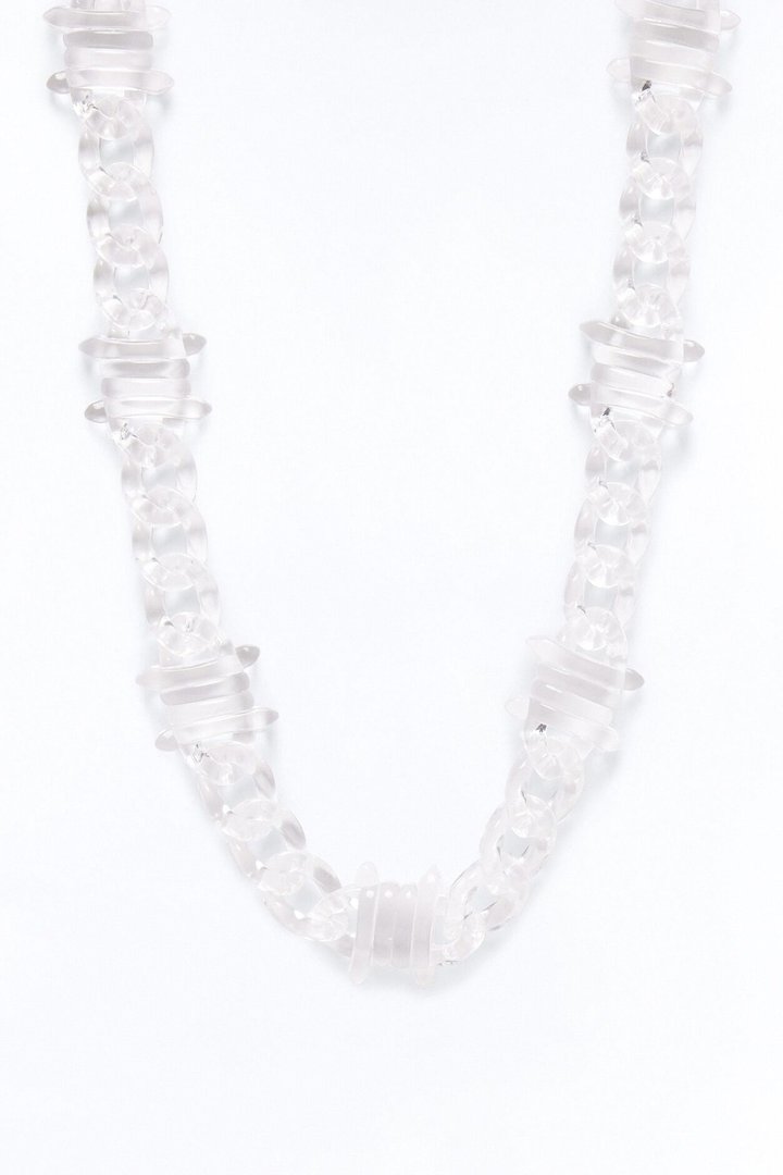 Thick Clear Barbed Wire Cuban Chain Necklace - Clear