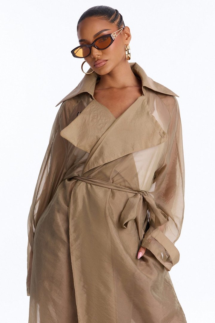 Celine Organza Trench Coat - Olive