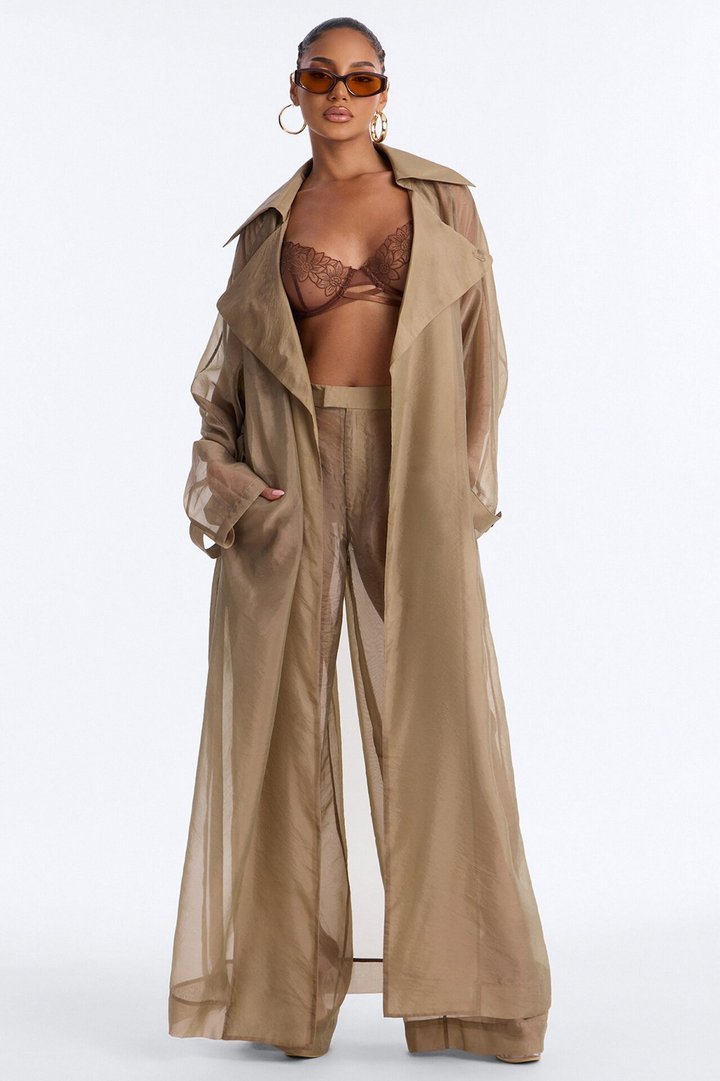 Celine Organza Trench Coat - Olive