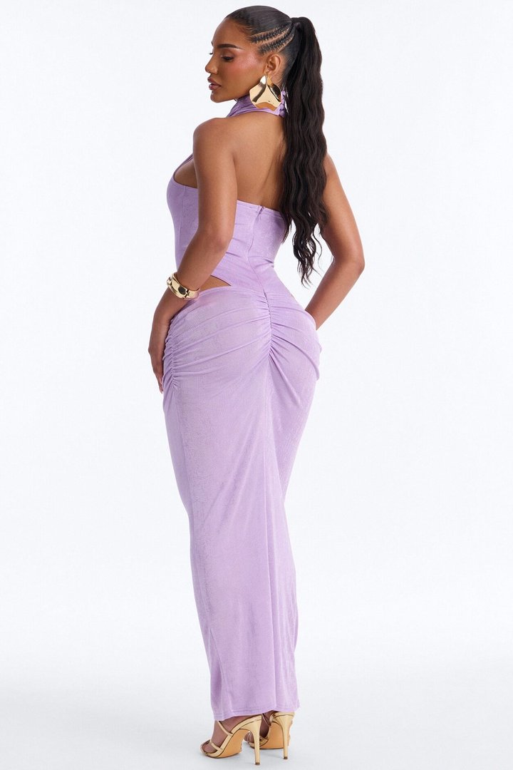 Cosmic Slinky Midi Dress - Purple