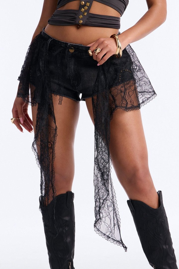 So Generational Stretch Lace Tie Around Belt - Black