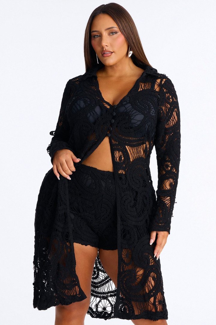Carly Crochet Short Set - Black