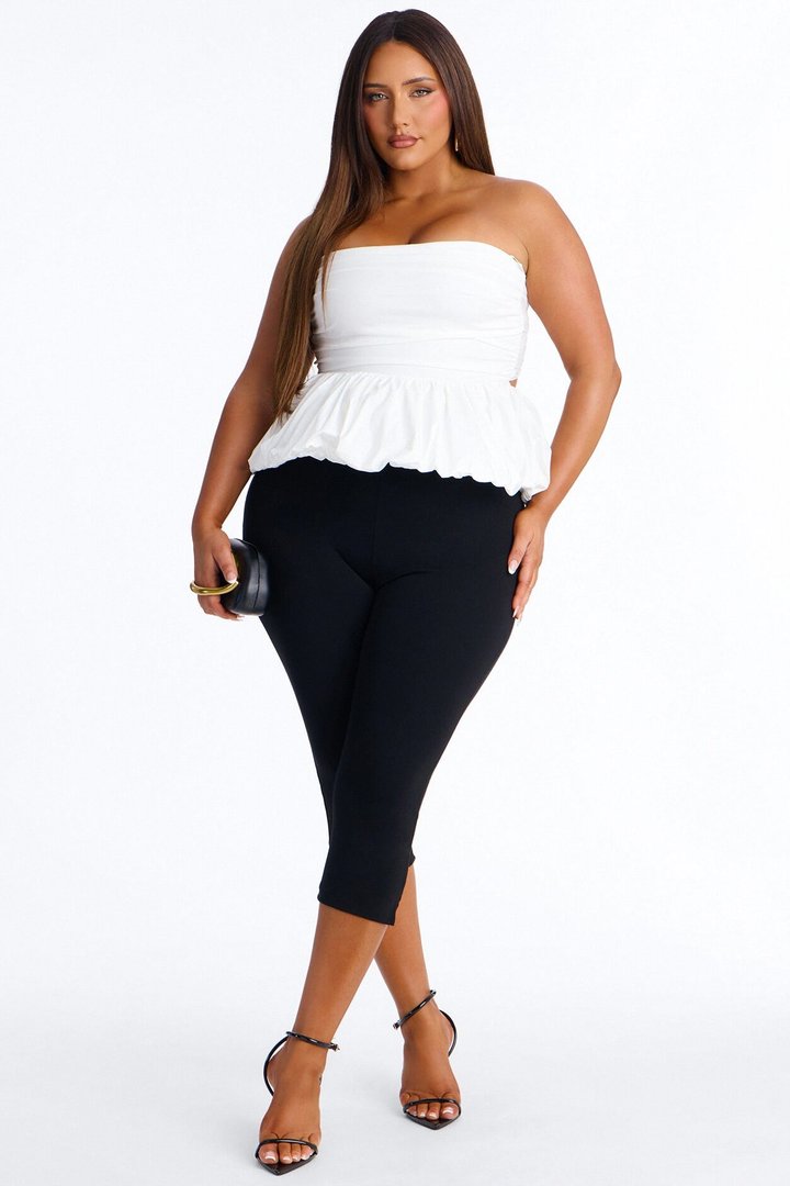 Softly In Love Bubble Hem Poplin Top - White