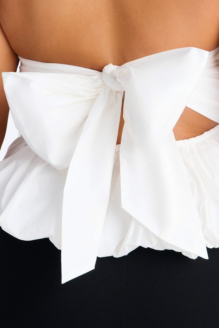 Softly In Love Bubble Hem Poplin Top - White