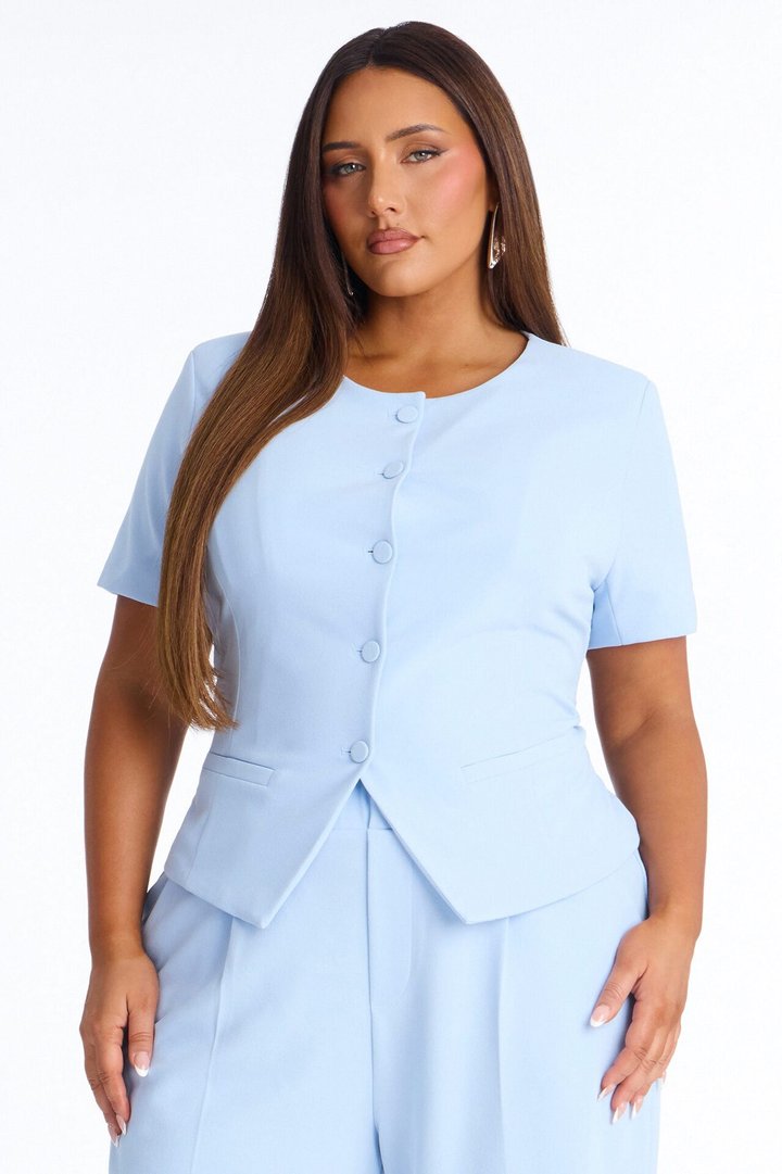 Mission Accomplished Short Sleeve Blazer - Light Blue