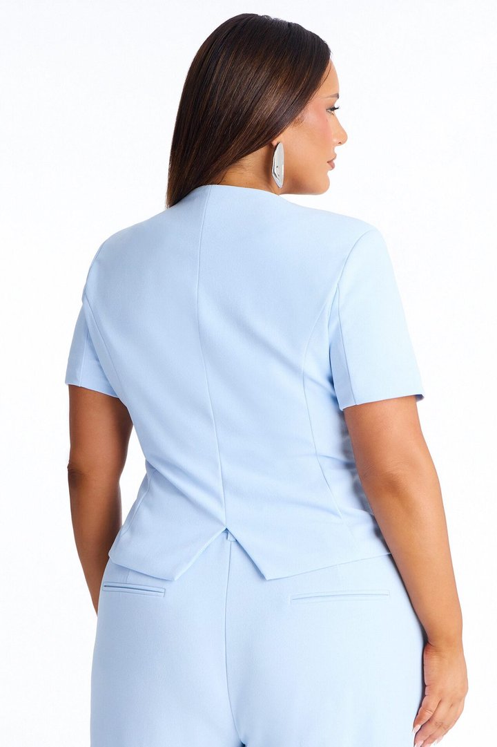 Mission Accomplished Short Sleeve Blazer - Light Blue