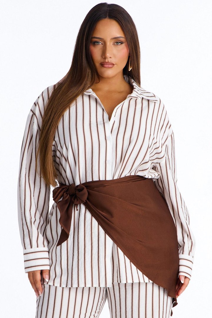 Senna Linen 3 Piece Scarf Pant Set - White/combo