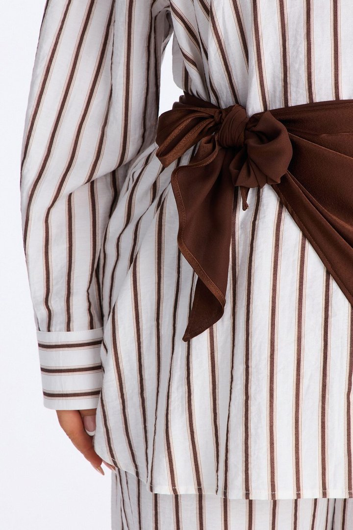 Senna Linen 3 Piece Scarf Pant Set - White/combo