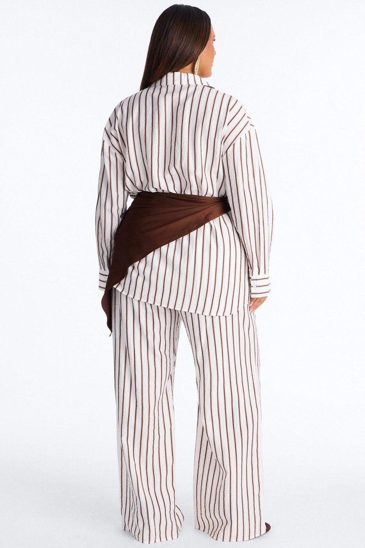 Senna Linen 3 Piece Scarf Pant Set - White/combo