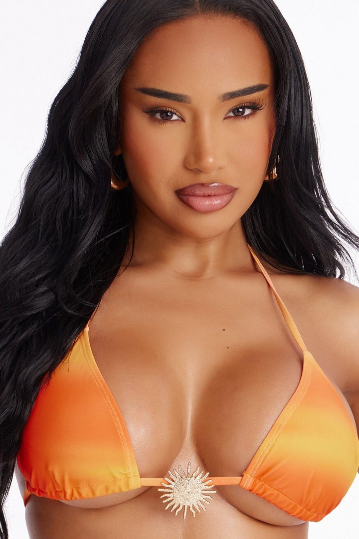 Elona 2 Piece Tie Dye Triangle Bikini Set - Orange/combo