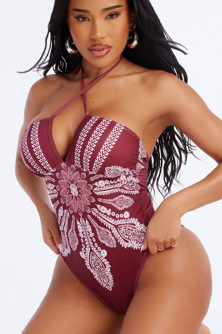 Sunset Serenity 1 Piece Swimsuit - Burgundy/combo