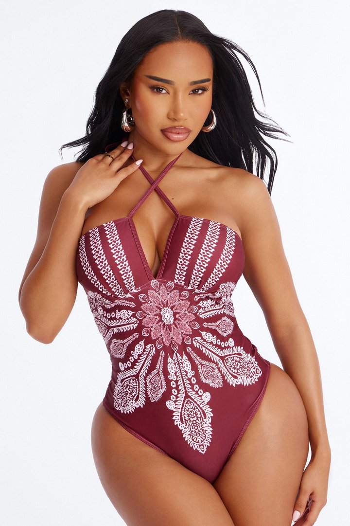 Sunset Serenity 1 Piece Swimsuit - Burgundy/combo