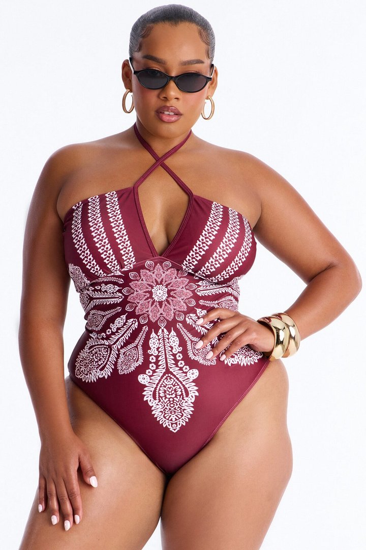 Sunset Serenity 1 Piece Swimsuit - Burgundy/combo
