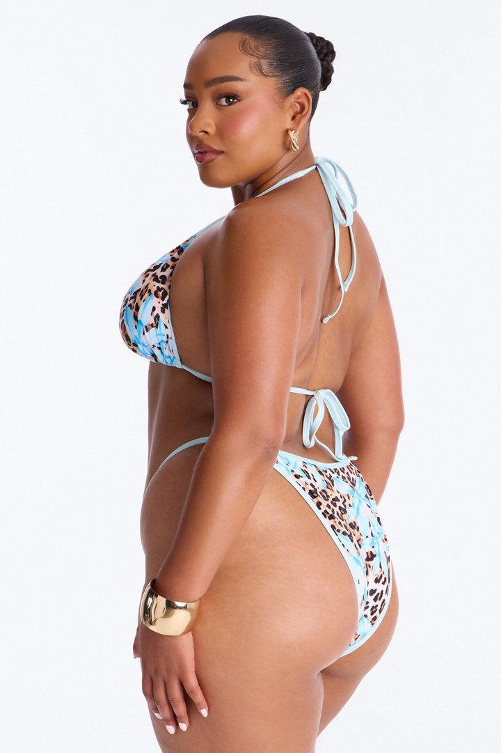 Quinn Floral Leopard 3 Piece Bikini Sarong Set - Leopard