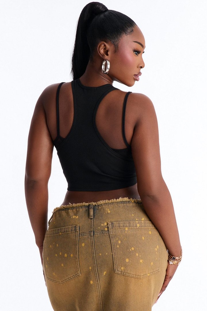 Here Comes Trouble 2Fer Cropped Tank - Black
