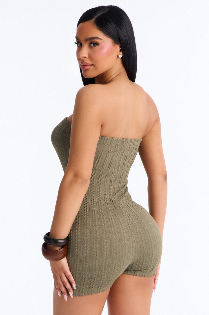 Marissa Cable Knit Micro Romper - Olive