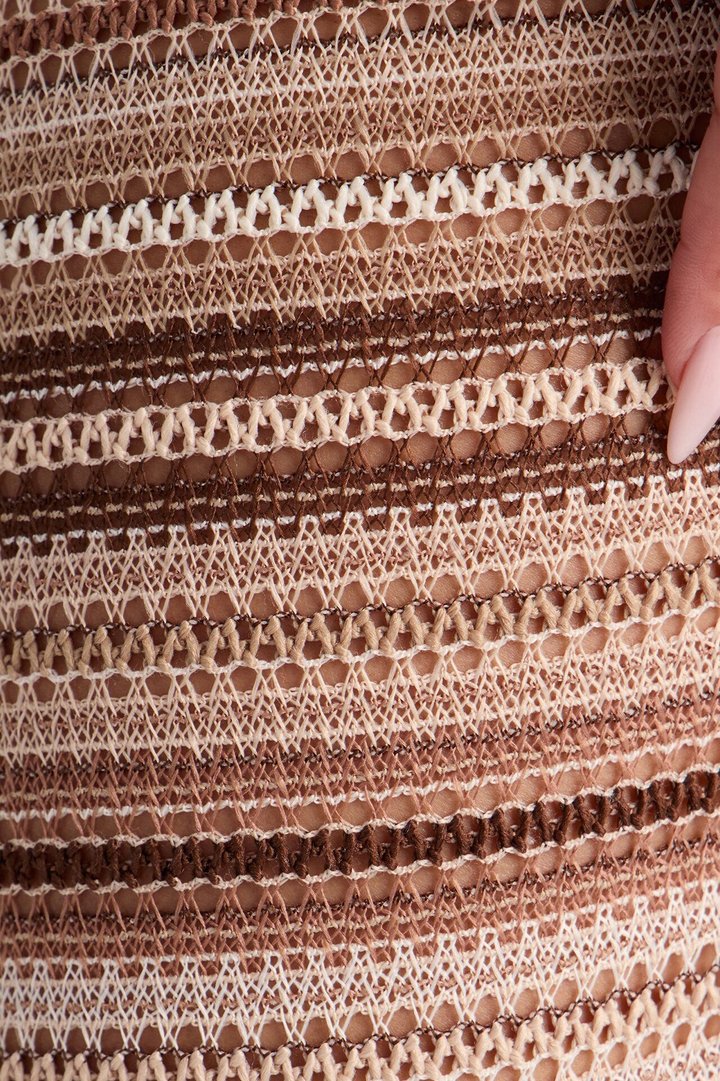 On The Beach Low Rise Crochet Flare Pant 33″ - Brown/combo