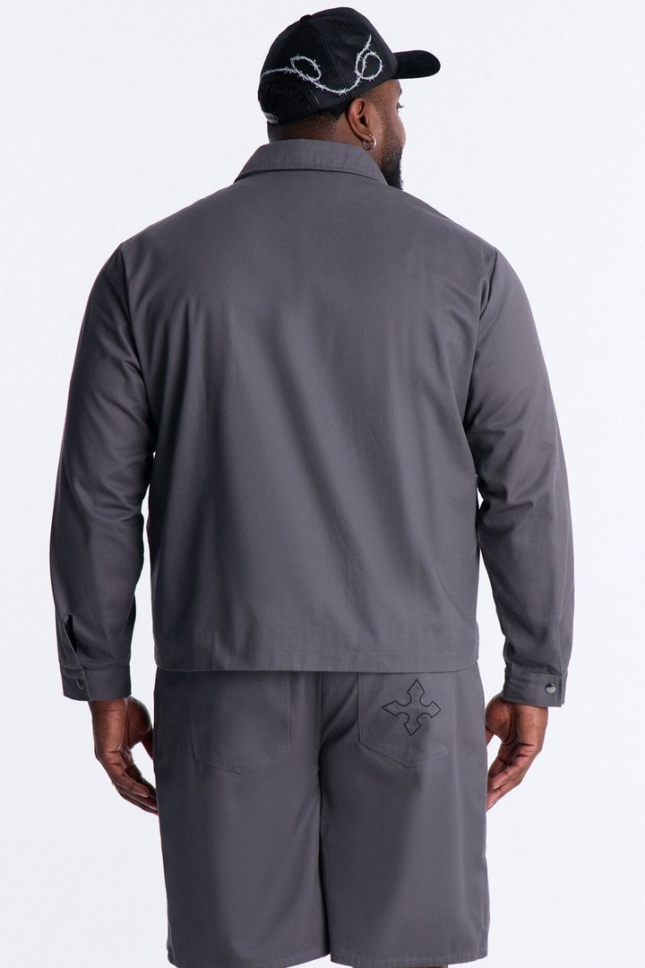 Vatican City Stitched Embellished Work Jacket - Grey