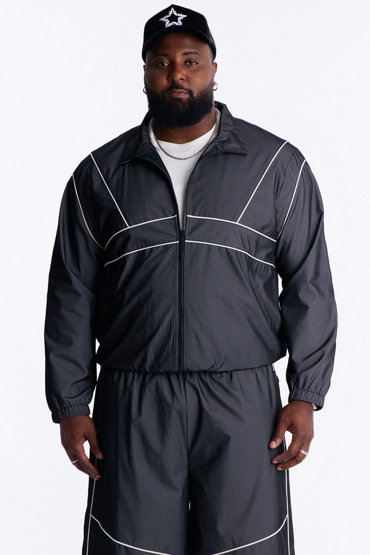 Relaxed Chroma Reflective Mesh Overlay Windbreaker Jacket - PlatinumIce