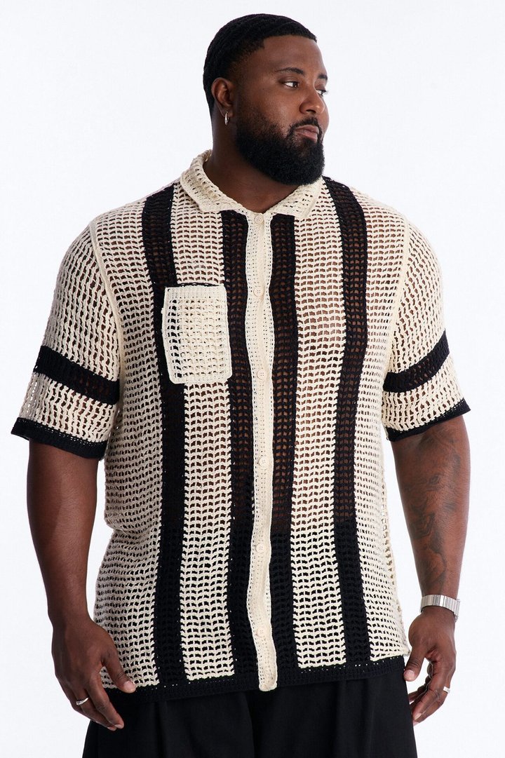 Casa Del Sol Crochet Button Up Shirt - Cream