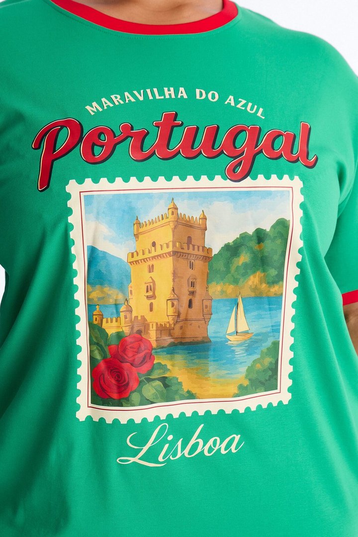 Portugal Oversized Ringer Tee - Green