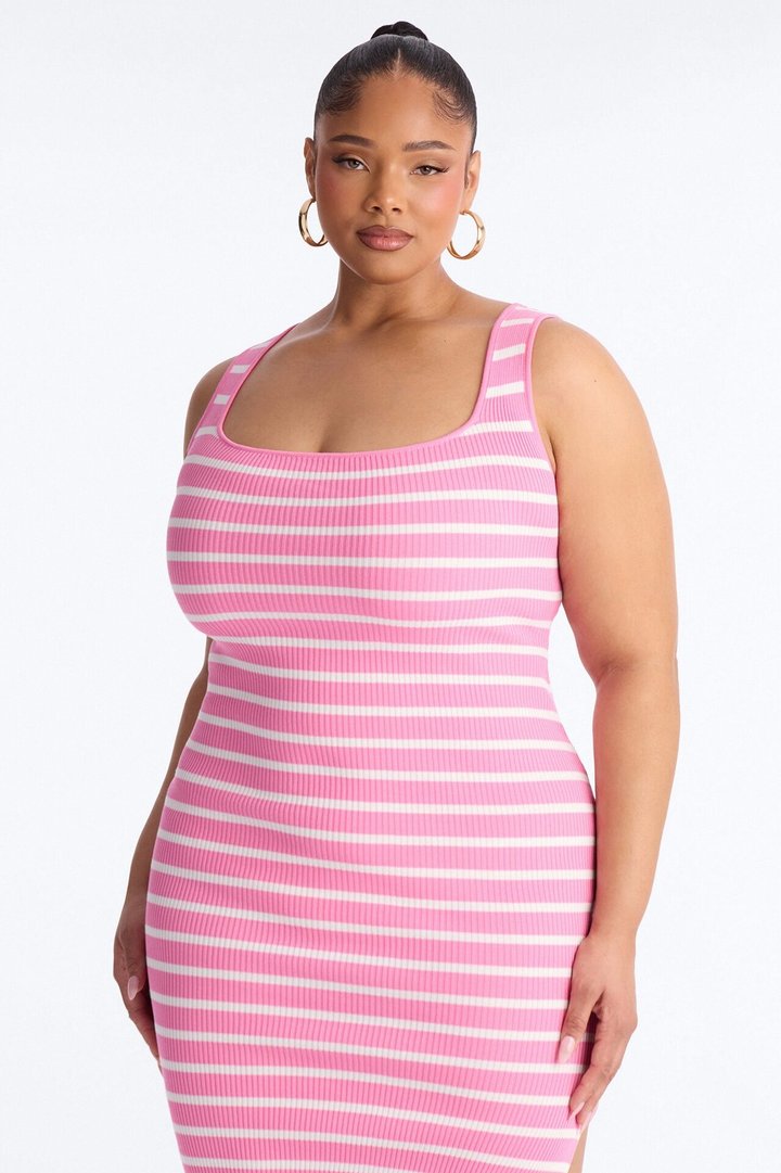 Astrid Striped Sweater Midi Dress - Pink/combo