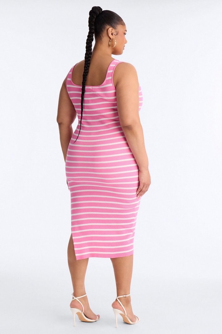 Astrid Striped Sweater Midi Dress - Pink/combo