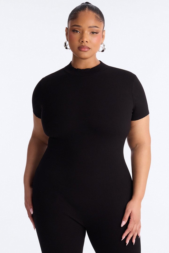 Maribel Short Sleeve Capri Jumpsuit - Black