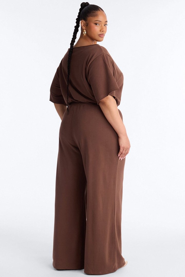 Sunday Lounge Wide Leg Jumpsuit - Chocolate