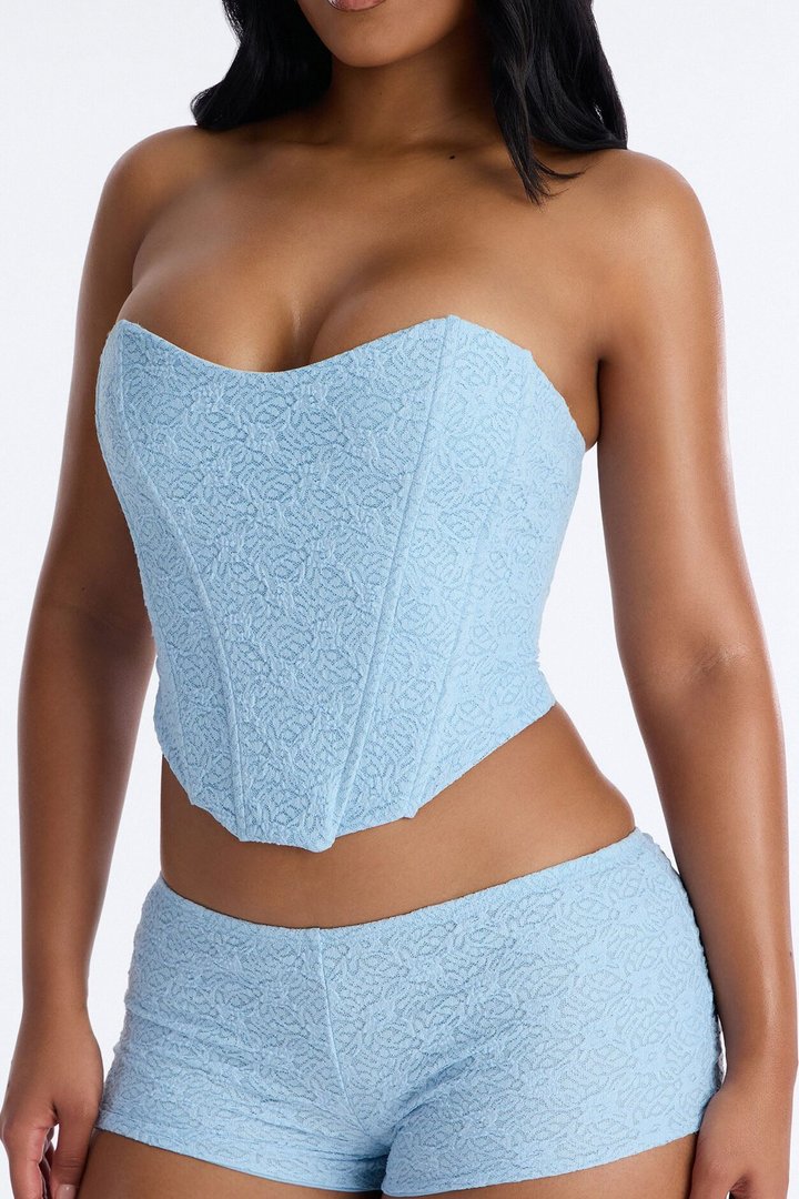 Maribel Lace Short Set - Light Blue