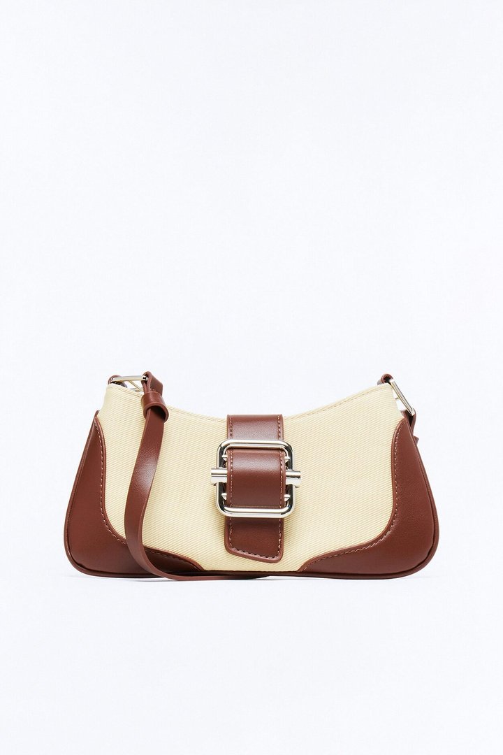 Soft Touch Canvas Shoulder Handbag - Brown/combo
