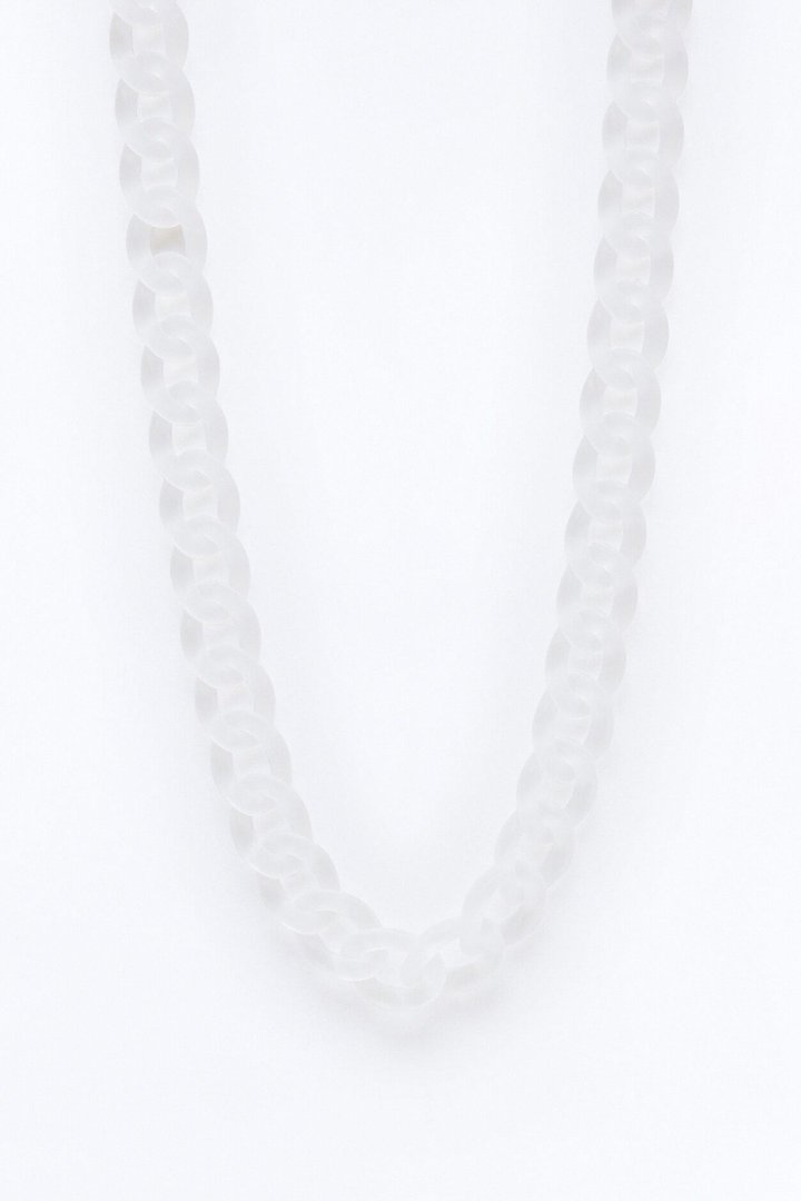 Thick Frosted Cuban Chain Necklace - Clear