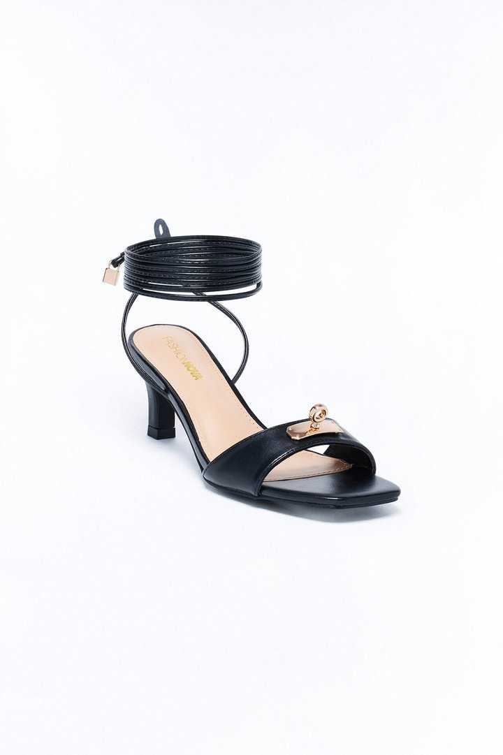 Soji Hardware Wrap Up Heels - Black