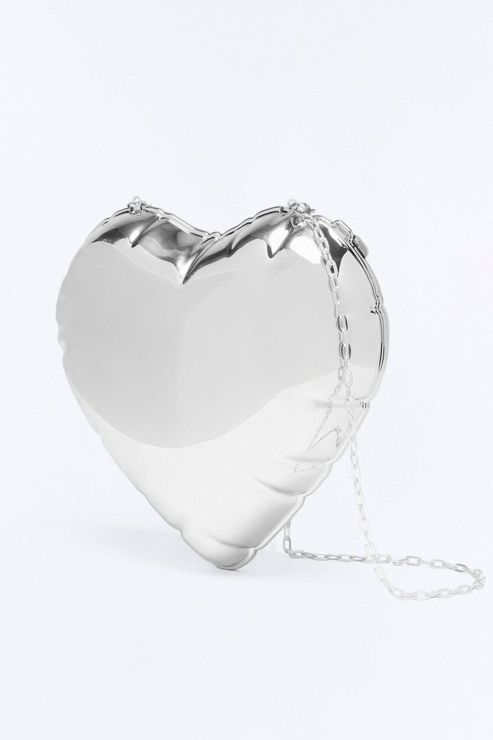 Hot Air Heart Clutch - Silver