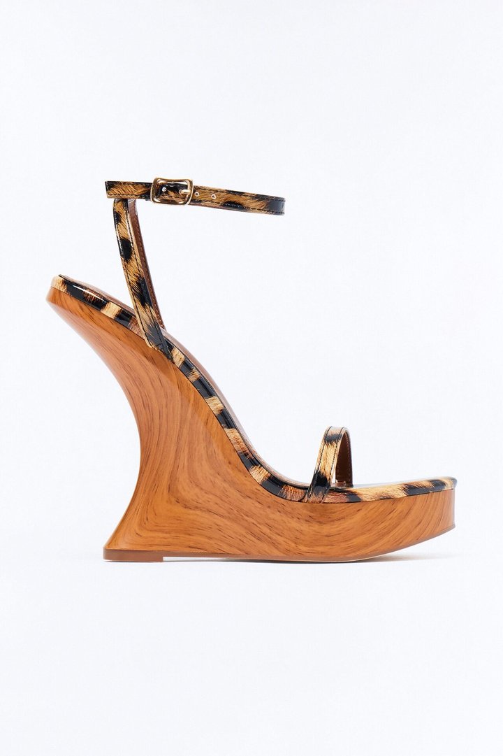 Fayer Wood Platform Wedges - Brown