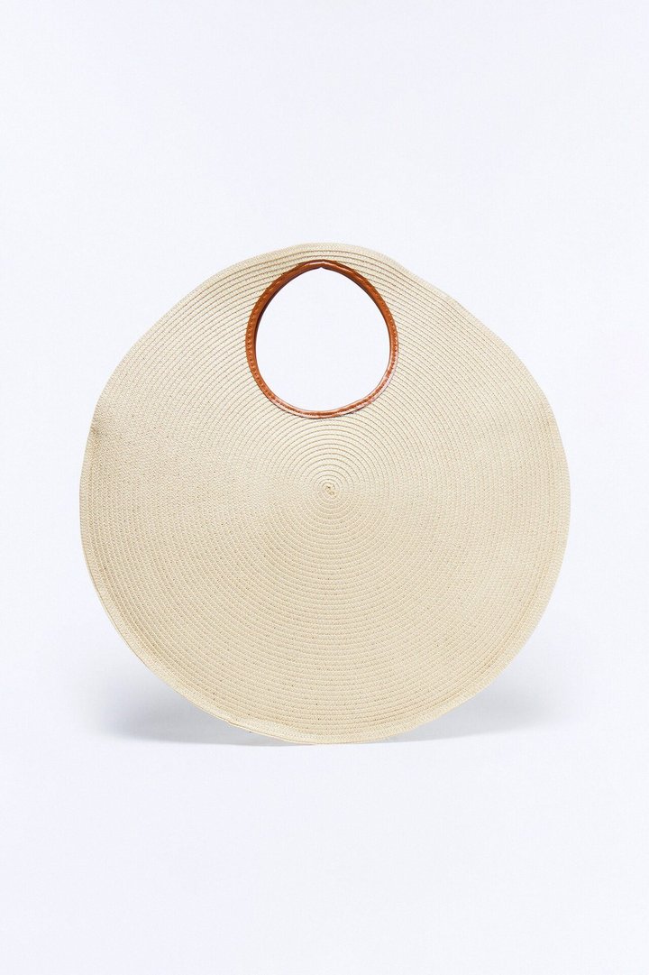 Time Of My Life Oversized Straw Shoulder Handbag - Natural/Combo