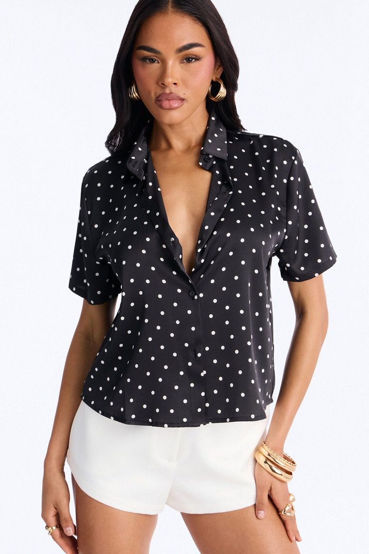 Whimsy Polka Dot Shirt - Black/combo
