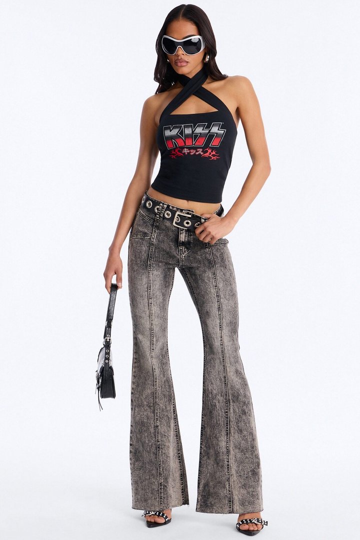 Kiss Criss Cross Halter Top - Black