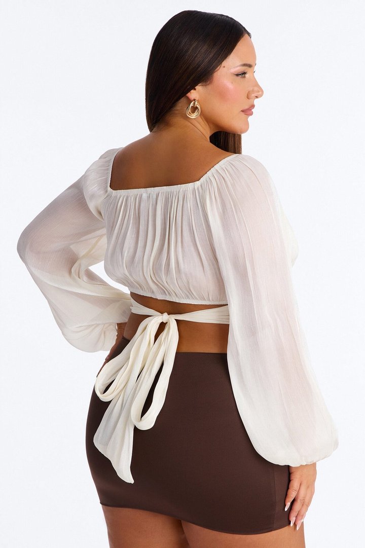 Less Is Better Tie Back Shimmer Organza Corset - Cream
