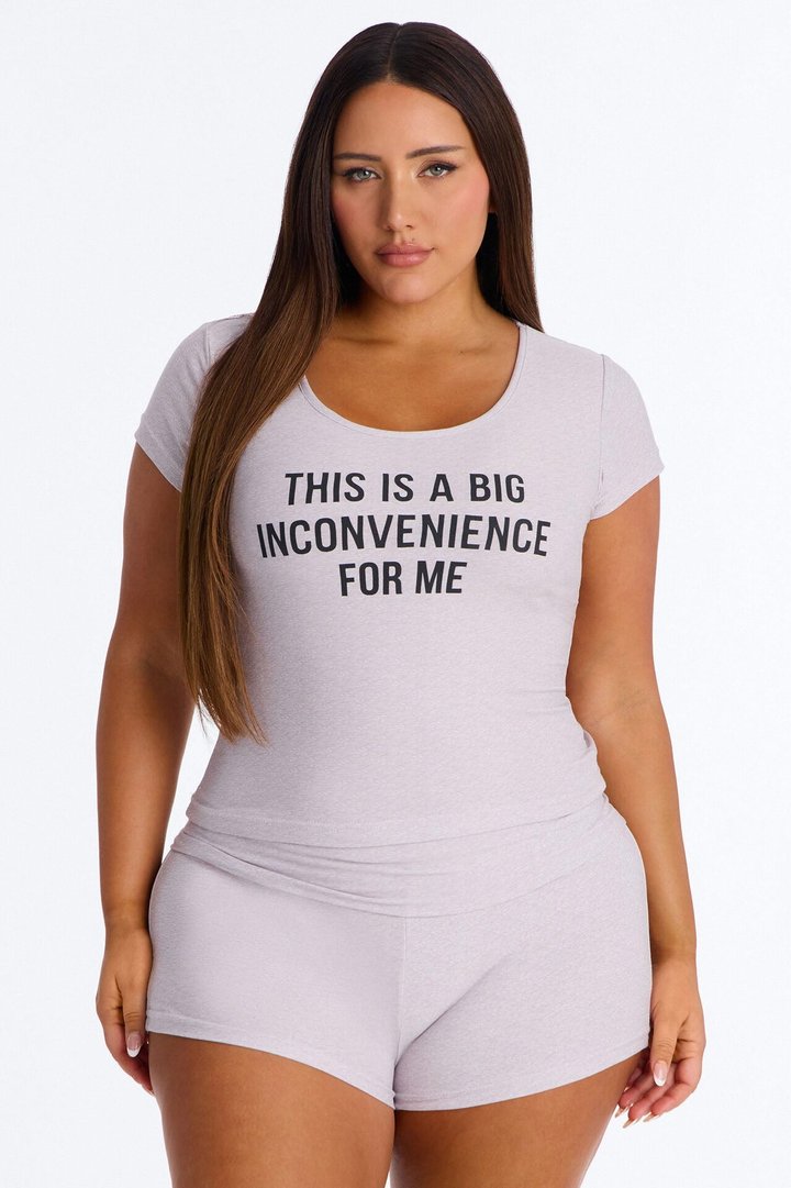 Big Inconvenience For Me PJ Short Set - Heather Grey