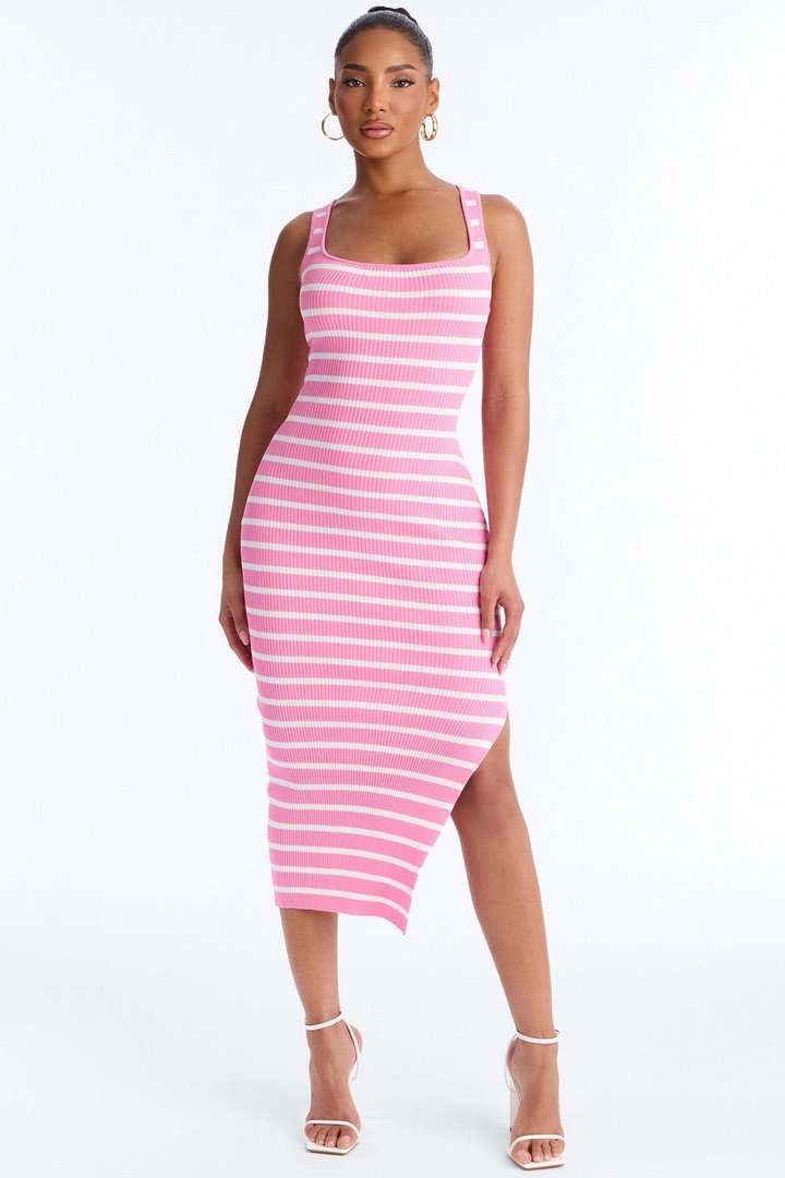 Astrid Striped Sweater Midi Dress - Pink/combo