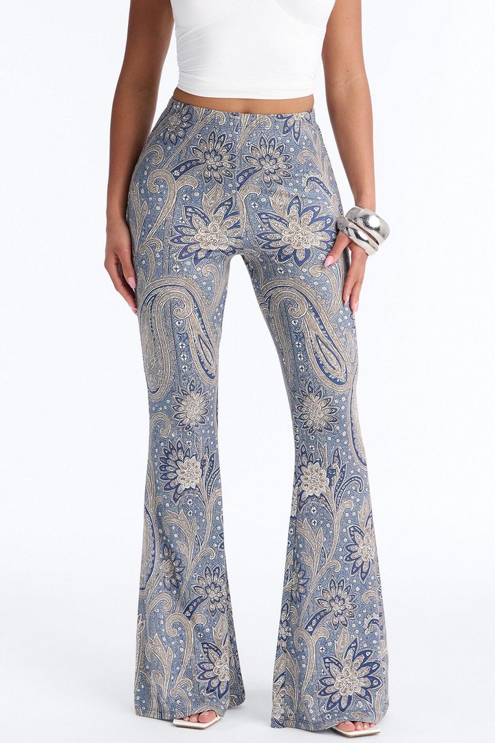 Boho Dreams Paisley Flare Pant - Blue/combo