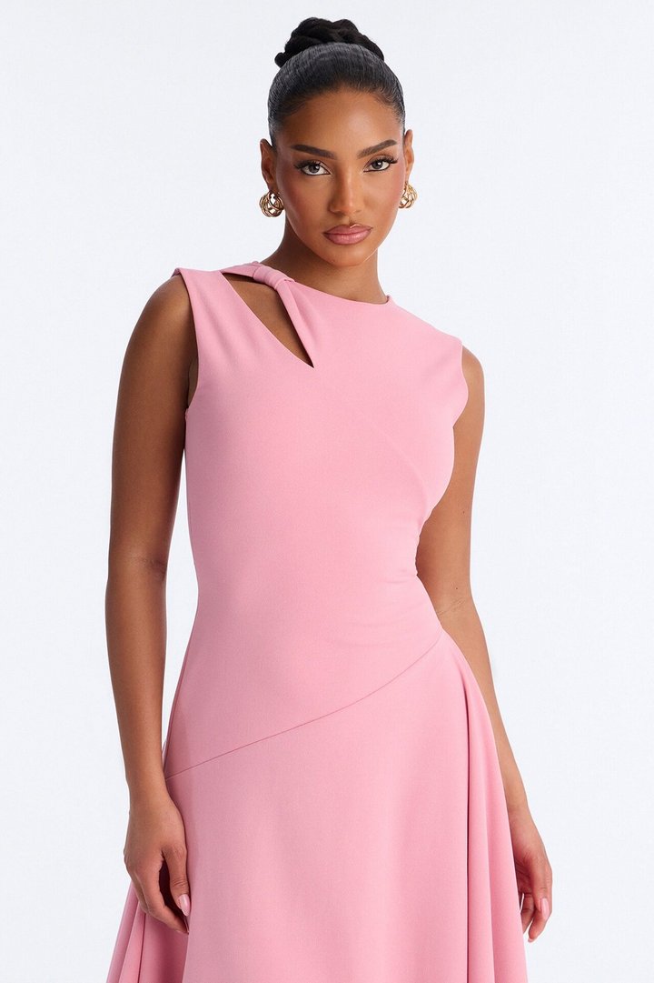 Ninna Asymmetrical Midi Dress - Blush