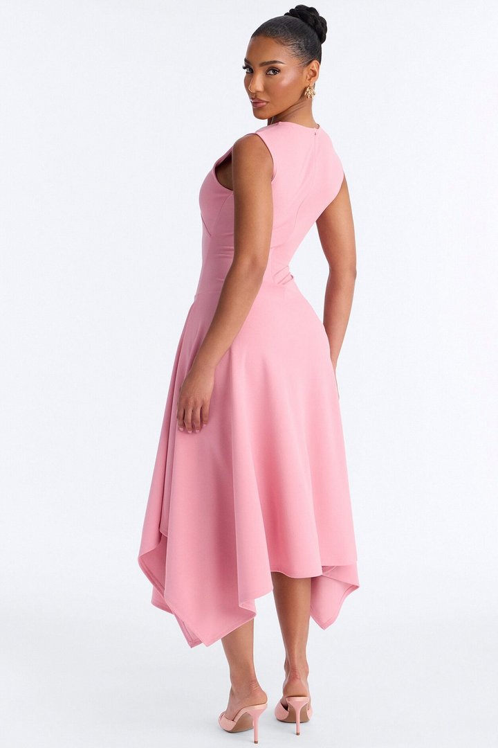Ninna Asymmetrical Midi Dress - Blush