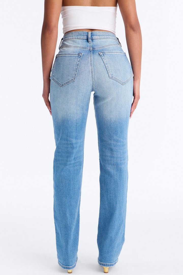 Cambria Crossover Stretch Straight Leg Jeans - Medium Wash