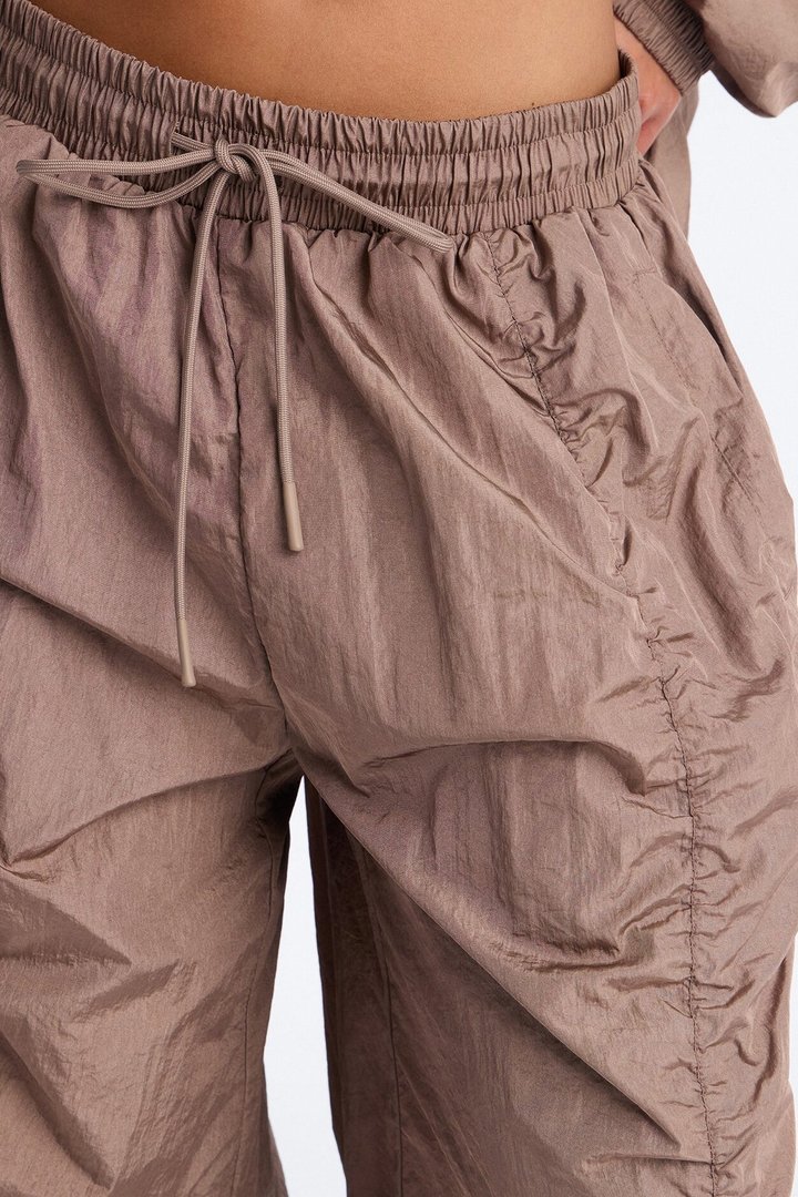 On The Move Oversized Windbreaker Jogger Pant - Caffe