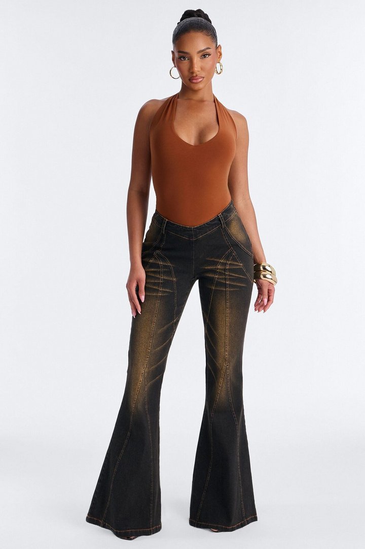 Blake Low Rise Washed Flare Pant 33″ - Black Wash